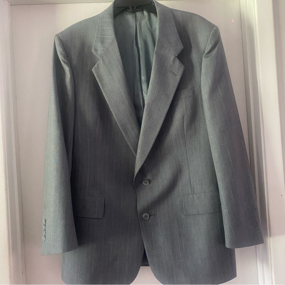 Dior Men's Light Gray Two-Button Pinstripe Suit Jacket